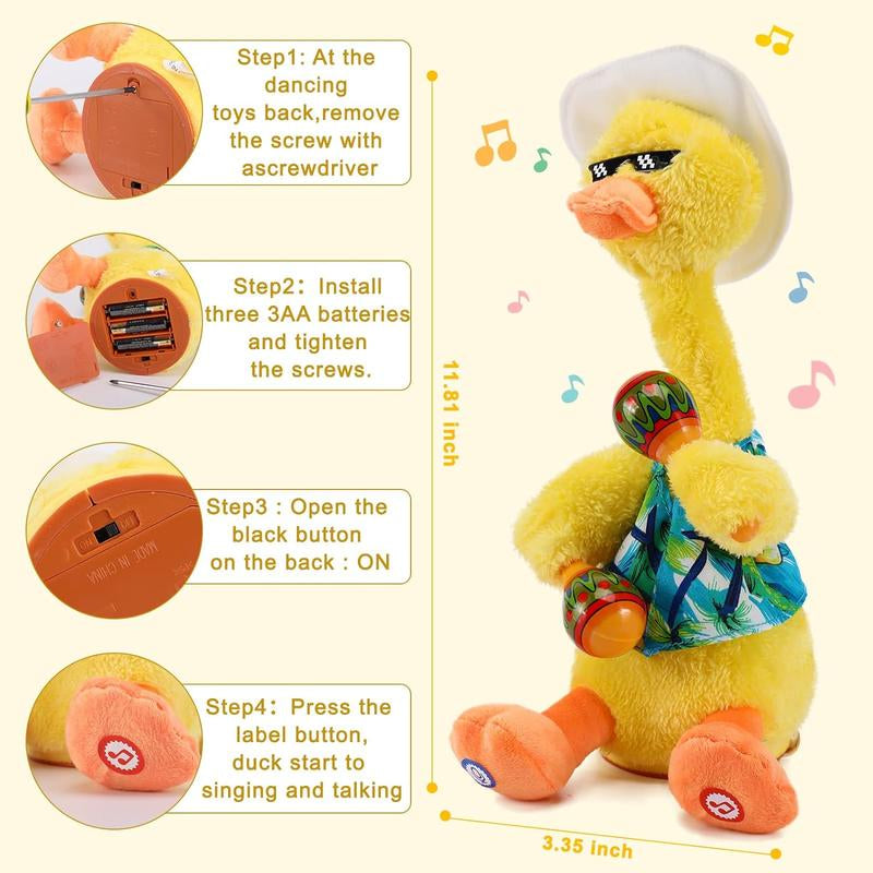 Talking Duck Toys, Singing Dancing Ducks, 60 Songs, Repeat What You Say, Squirming Dancing Ducks, Birthday Presents, Christmas Gift A1