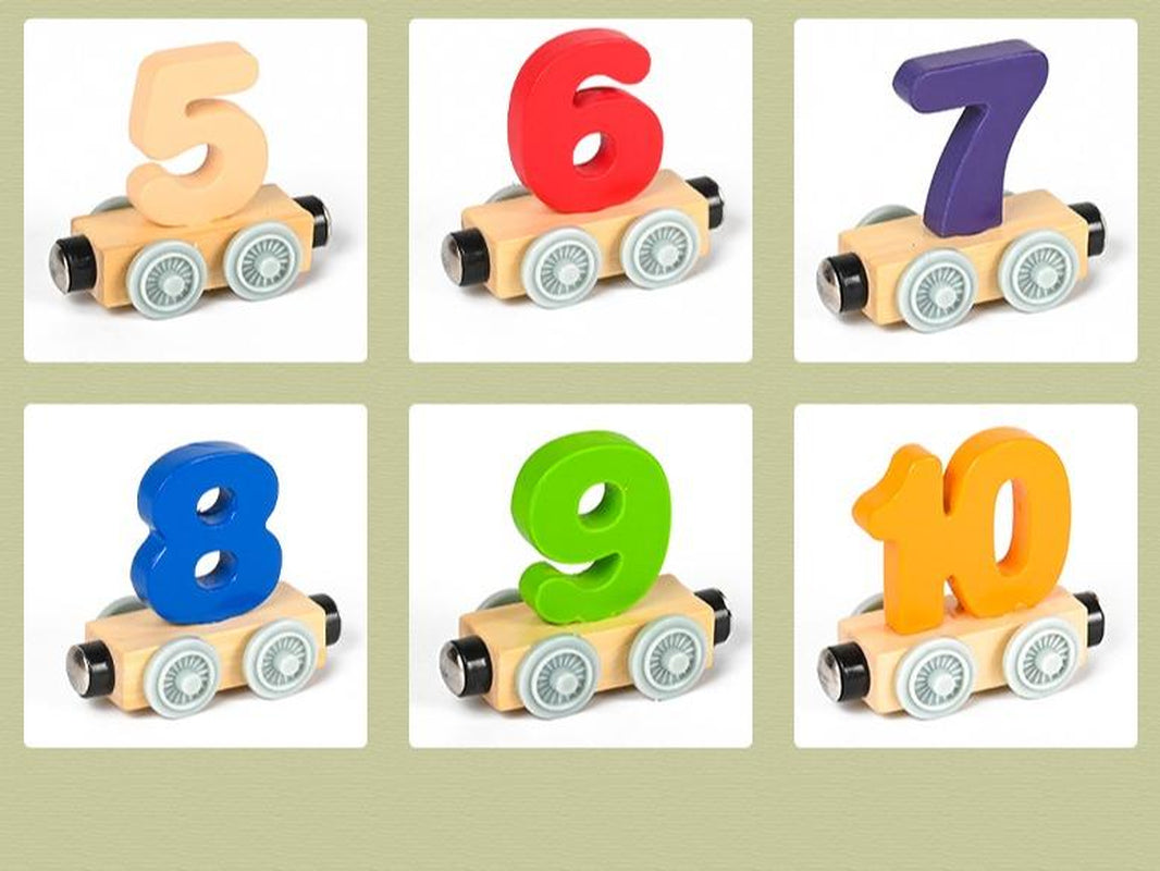 Fancy Fantastic Train Cars Digital Toy Set 12-Section Magnetic Number Train Assembling Building Block Wooden Early Education Toys for Children, Trains Cars Toy
