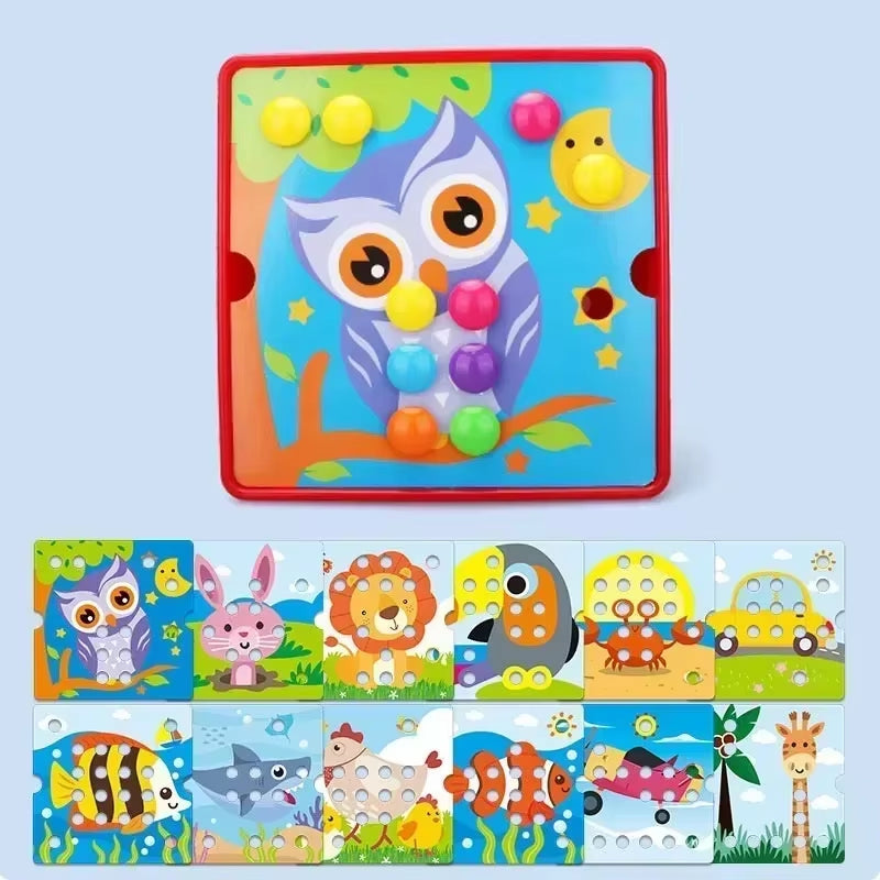 3D Mushroom Nail Puzzle Jigsaw Toy Montessori Baby Toys Cartoon Animal Puzzles Game Kids Early Educational Toys Children Gifts