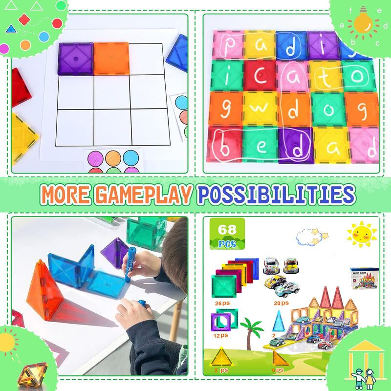 68-Piece Magnetic Building Block Set-Explore the Fun of Creative Play and Engineering, STEM Educational Toy, Perfect for Birthday and Christmas Gifts