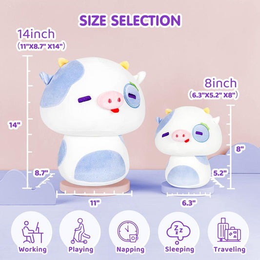 Mewaii Mushroom Plush, Blueberry Cows Plush Soft Plushies Squishy Plush, Cute Blueberry Cows Stuffed Animals Plush Toys Birthday Gifts Halloween Christmas Gift for Girls Boys