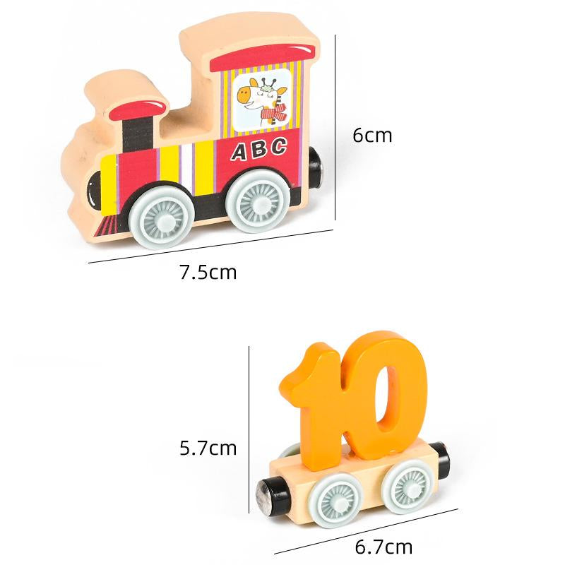 Fancy Fantastic Train Cars Digital Toy Set 12-Section Magnetic Number Train Assembling Building Block Wooden Early Education Toys for Children, Trains Cars Toy