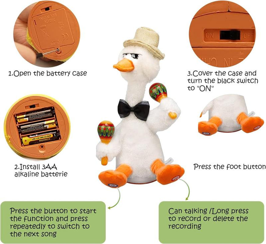 Talking Duck Toys, Singing Dancing Ducks, 60 Songs, Repeat What You Say, Squirming Dancing Ducks, Birthday Presents, Christmas Gift A1