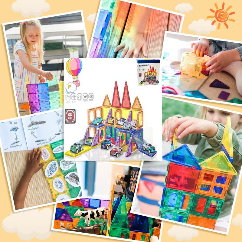 68-Piece Magnetic Building Block Set-Explore the Fun of Creative Play and Engineering, STEM Educational Toy, Perfect for Birthday and Christmas Gifts