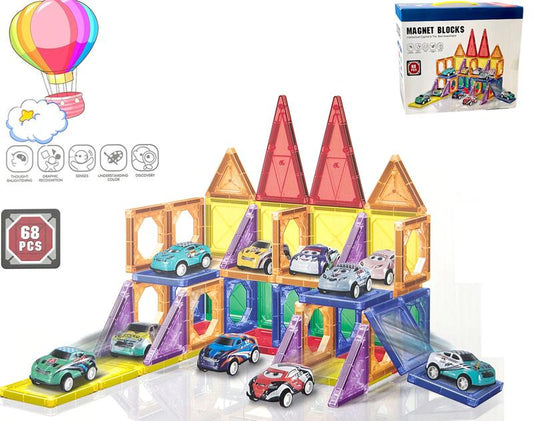 68-Piece Magnetic Building Block Set-Explore the Fun of Creative Play and Engineering, STEM Educational Toy, Perfect for Birthday and Christmas Gifts