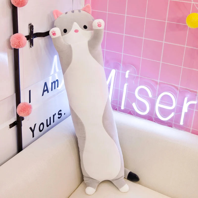 50/70Cm Cute Soft Long Cat Plush Toys Stuffed Pause Office Nap Pillow Bed Sleep Home Decor Gift Doll for Kids Girl